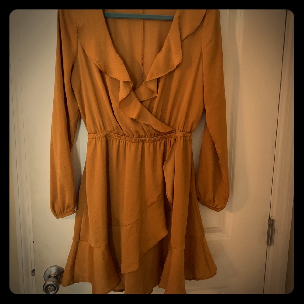 Express silky brown mini dress